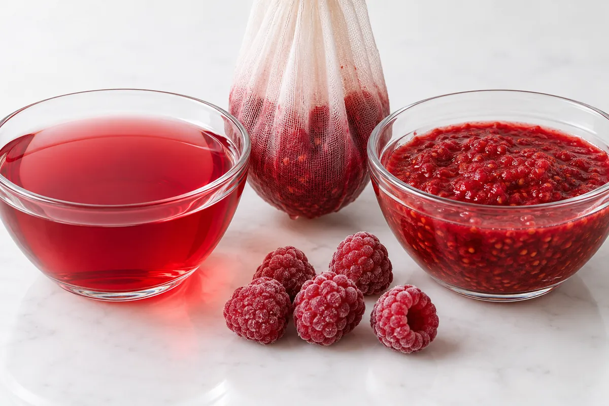 Clarified raspberry juice compared with cloudy puree