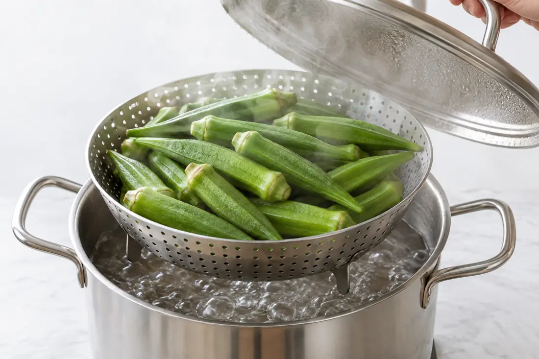 How to Steam Okra preparation comparison