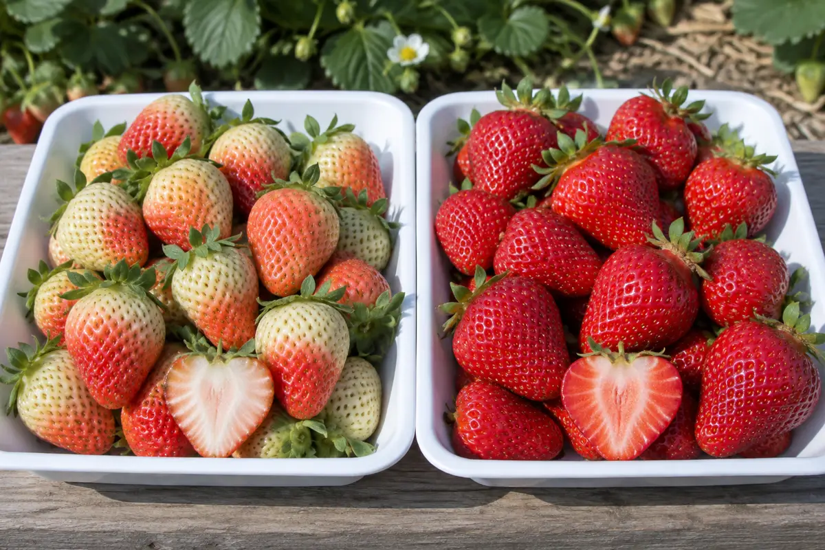 Strawberry ripeness stages.